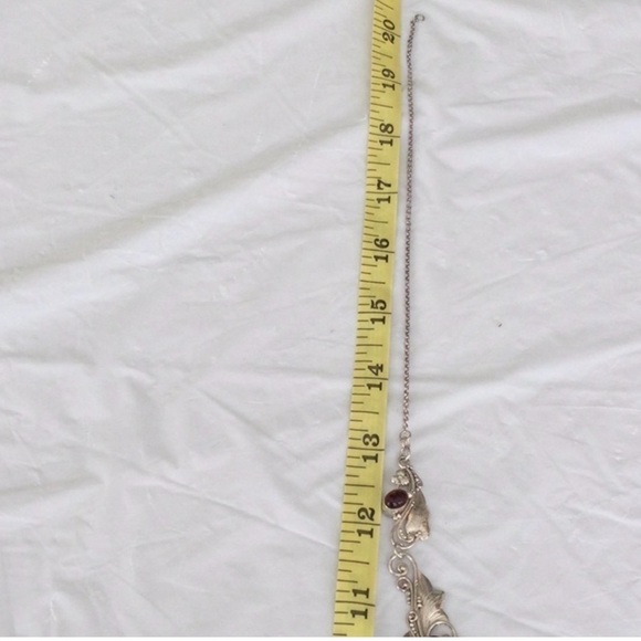 2 pc Vintage Silver Necklace and Earrings w/semi precious stones (925) - Picture 11 of 12